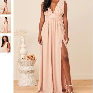 Lulu's Heavenly Hues Cream Maxi Dress NWT